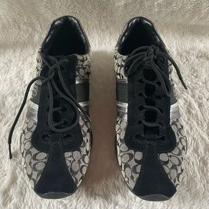 Coach Womens Rufina Signature Logo Black Canvas Lace Up Athletic Size 9